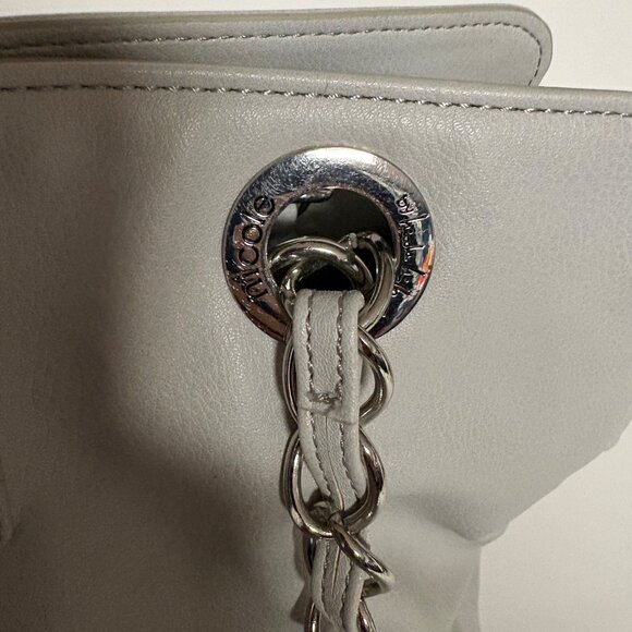 Nicole Miller Floral Embroidered Gray Purse Chain Straps Shoulder Bag - Picture 10 of 12